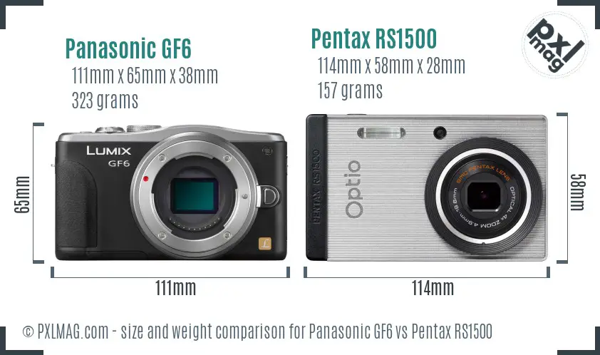 Panasonic GF6 vs Pentax RS1500 size comparison
