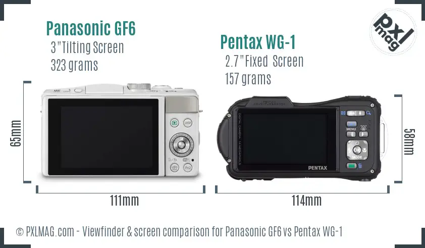 Panasonic GF6 vs Pentax WG-1 Screen and Viewfinder comparison
