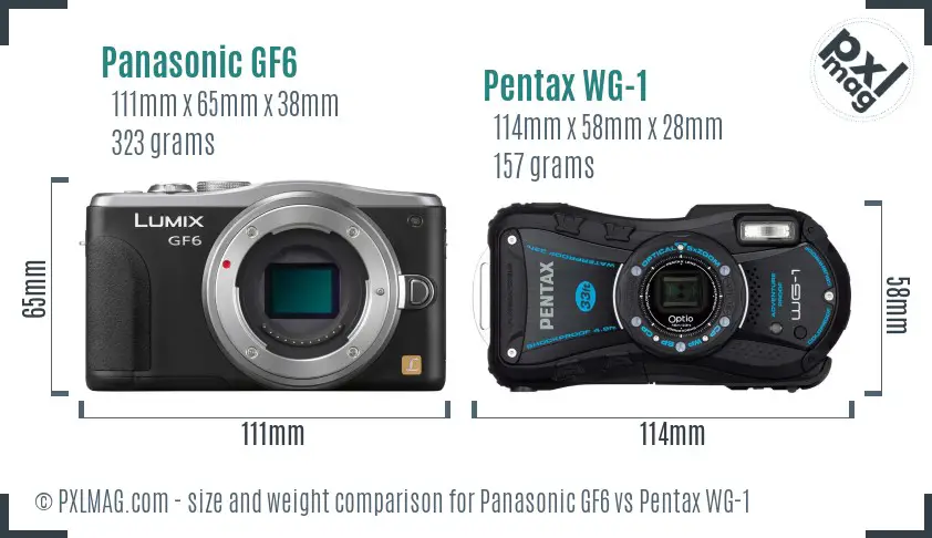 Panasonic GF6 vs Pentax WG-1 size comparison