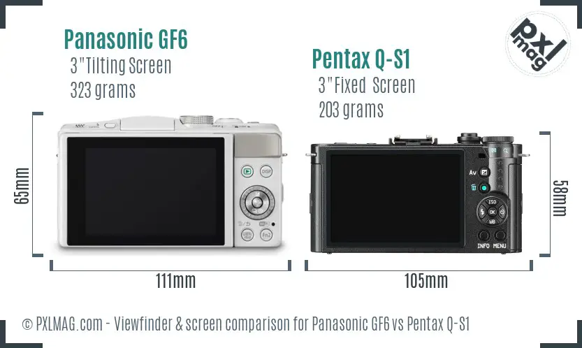 Panasonic GF6 vs Pentax Q-S1 Screen and Viewfinder comparison