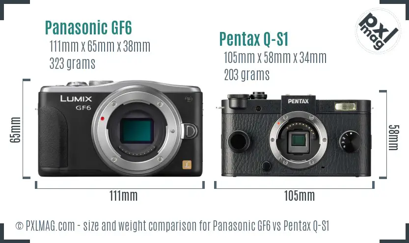 Panasonic GF6 vs Pentax Q-S1 size comparison