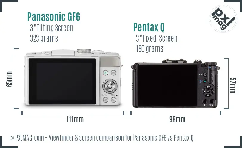 Panasonic GF6 vs Pentax Q Screen and Viewfinder comparison