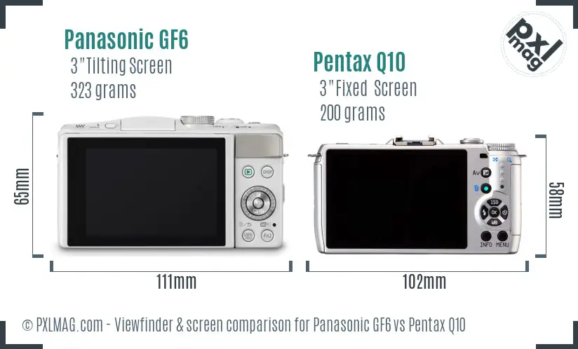 Panasonic GF6 vs Pentax Q10 Screen and Viewfinder comparison