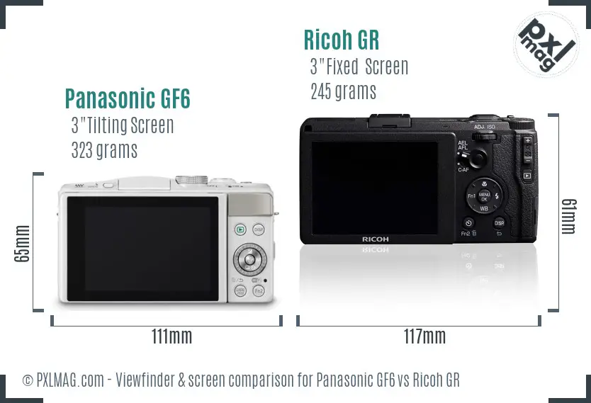 Panasonic GF6 vs Ricoh GR Screen and Viewfinder comparison