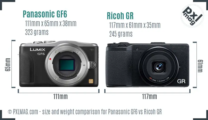 Panasonic GF6 vs Ricoh GR size comparison