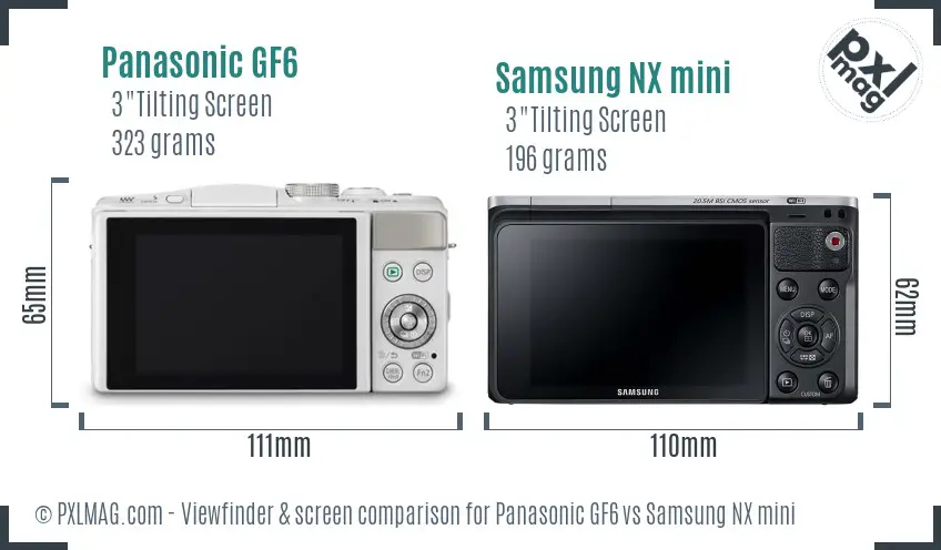 Panasonic GF6 vs Samsung NX mini Screen and Viewfinder comparison