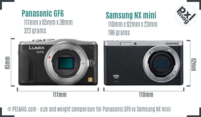 Panasonic GF6 vs Samsung NX mini size comparison