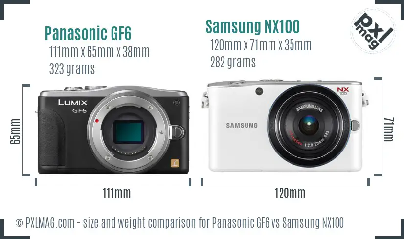 Panasonic GF6 vs Samsung NX100 size comparison