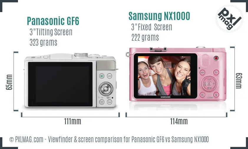 Panasonic GF6 vs Samsung NX1000 Screen and Viewfinder comparison Panasonic GF6 vs Samsung NX1000 Screen and Viewfinder comparison