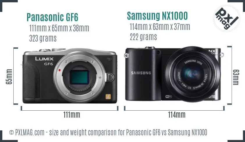 Panasonic GF6 vs Samsung NX1000 size comparison Panasonic GF6 vs Samsung NX1000 size comparison