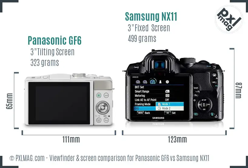 Panasonic GF6 vs Samsung NX11 Screen and Viewfinder comparison