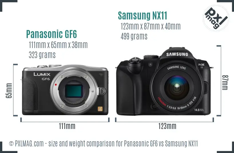 Panasonic GF6 vs Samsung NX11 size comparison