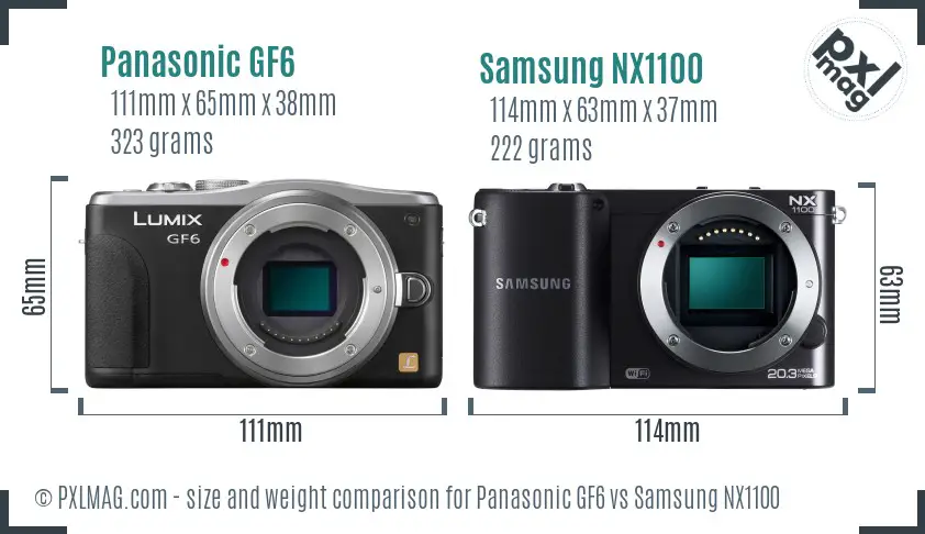 Panasonic GF6 vs Samsung NX1100 size comparison