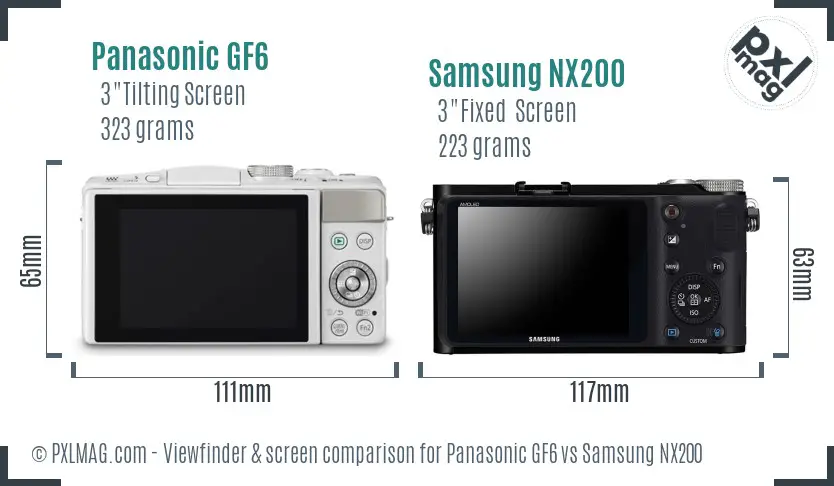 Panasonic GF6 vs Samsung NX200 Screen and Viewfinder comparison