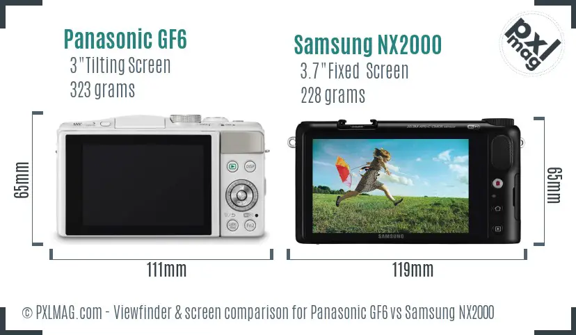 Panasonic GF6 vs Samsung NX2000 Screen and Viewfinder comparison