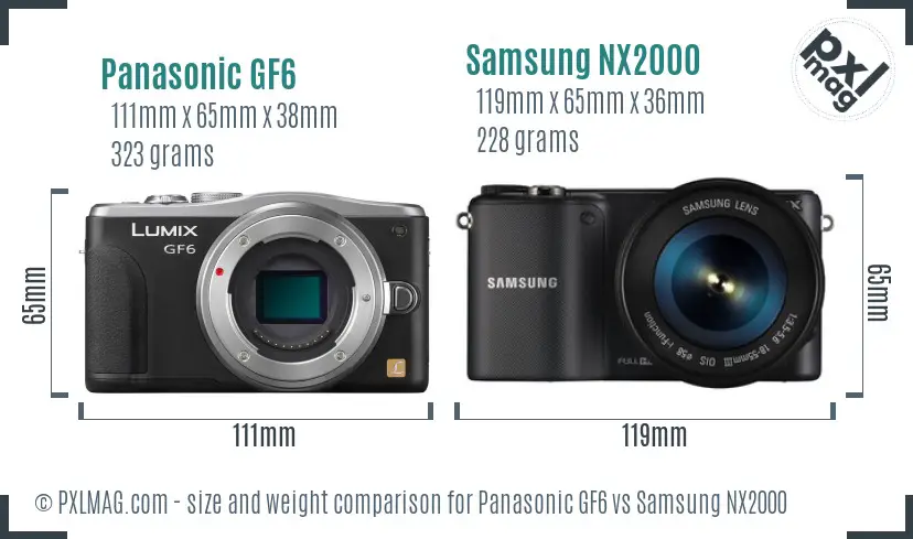 Panasonic GF6 vs Samsung NX2000 size comparison