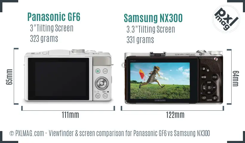 Panasonic GF6 vs Samsung NX300 Screen and Viewfinder comparison