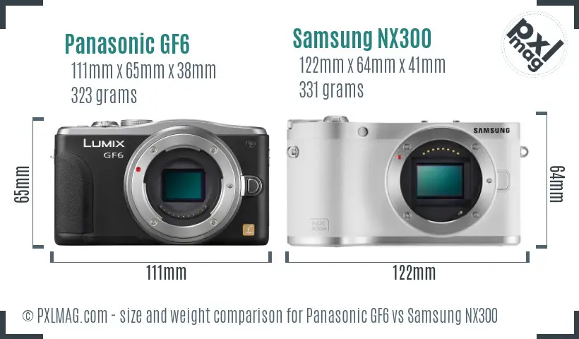 Panasonic GF6 vs Samsung NX300 size comparison