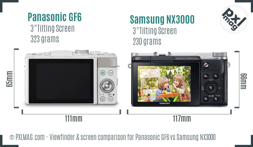 Panasonic GF6 vs Samsung NX3000 Screen and Viewfinder comparison