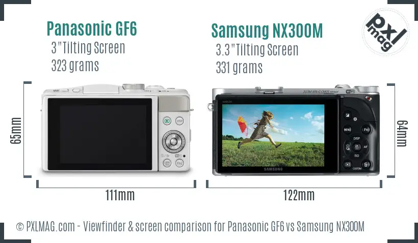 Panasonic GF6 vs Samsung NX300M Screen and Viewfinder comparison
