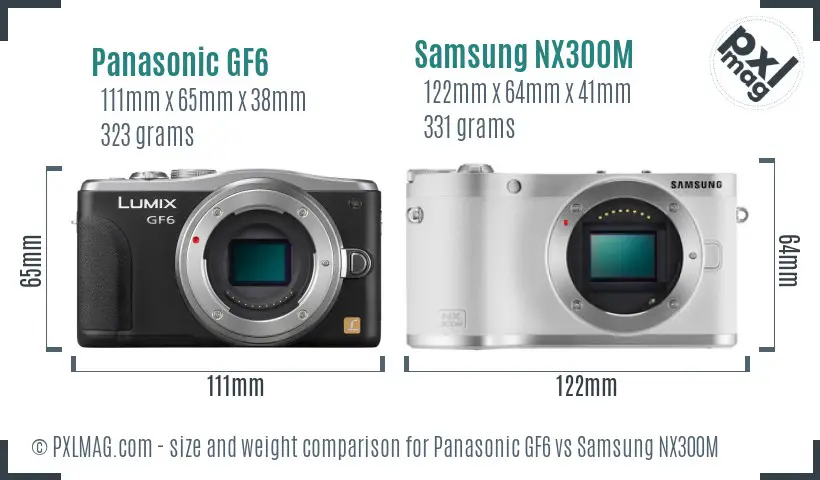 Panasonic GF6 vs Samsung NX300M size comparison