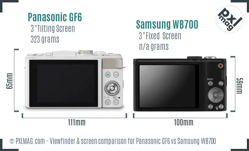 Panasonic GF6 vs Samsung WB700 Screen and Viewfinder comparison