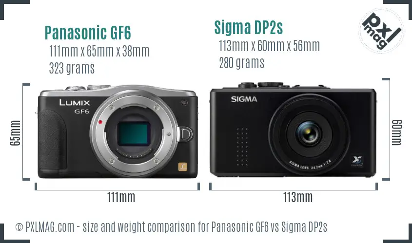 Panasonic GF6 vs Sigma DP2s size comparison