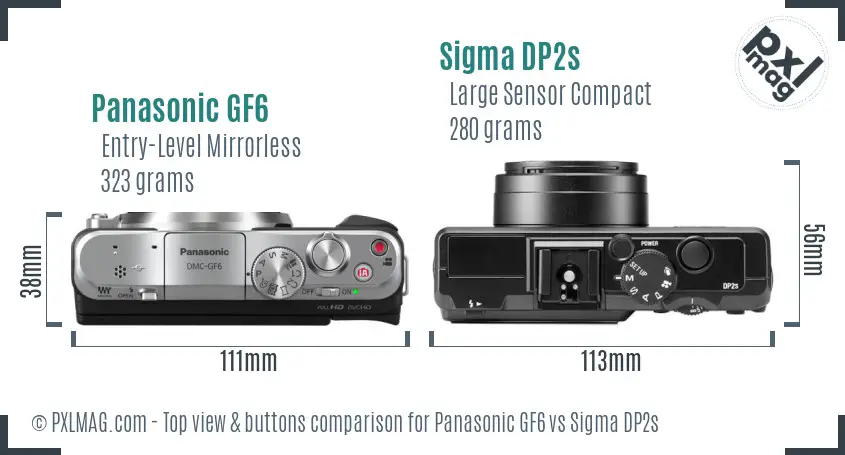 Panasonic GF6 vs Sigma DP2s top view buttons comparison