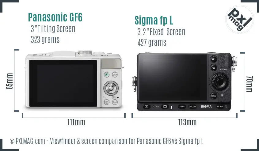 Panasonic GF6 vs Sigma fp L Screen and Viewfinder comparison