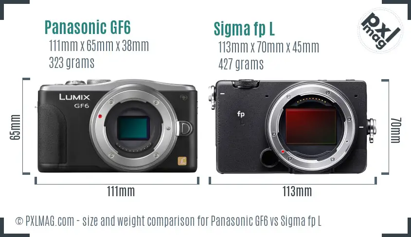 Panasonic GF6 vs Sigma fp L size comparison
