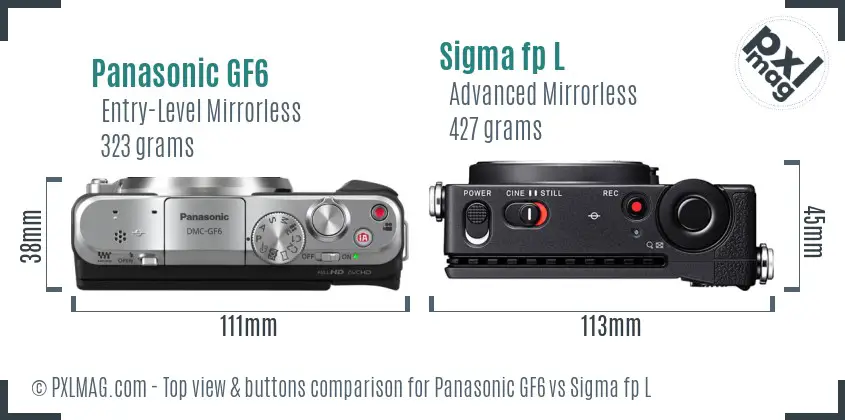 Panasonic GF6 vs Sigma fp L top view buttons comparison