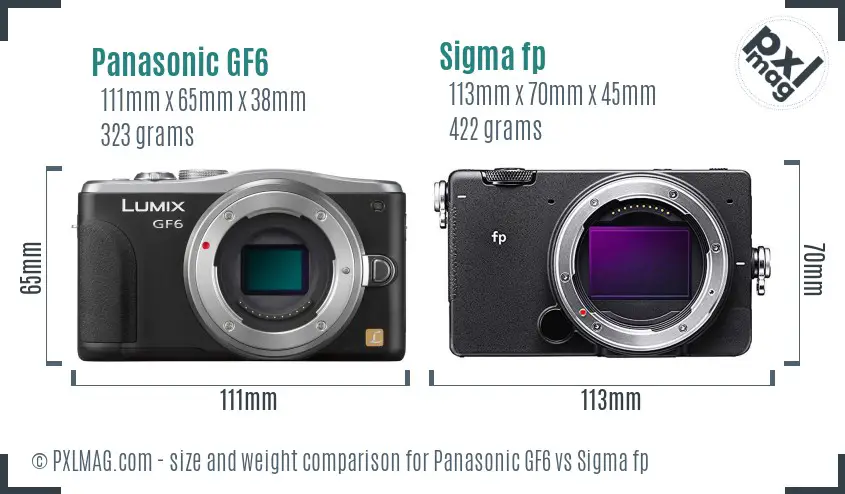 Panasonic GF6 vs Sigma fp size comparison