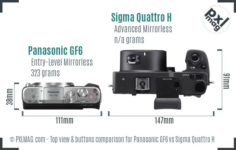 Panasonic GF6 vs Sigma Quattro H top view buttons comparison Panasonic GF6 vs Sigma Quattro H top view buttons comparison