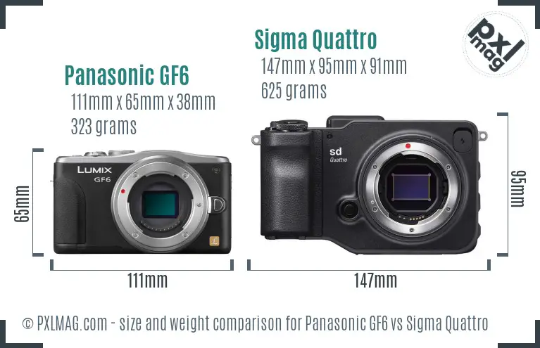 Panasonic GF6 vs Sigma Quattro size comparison