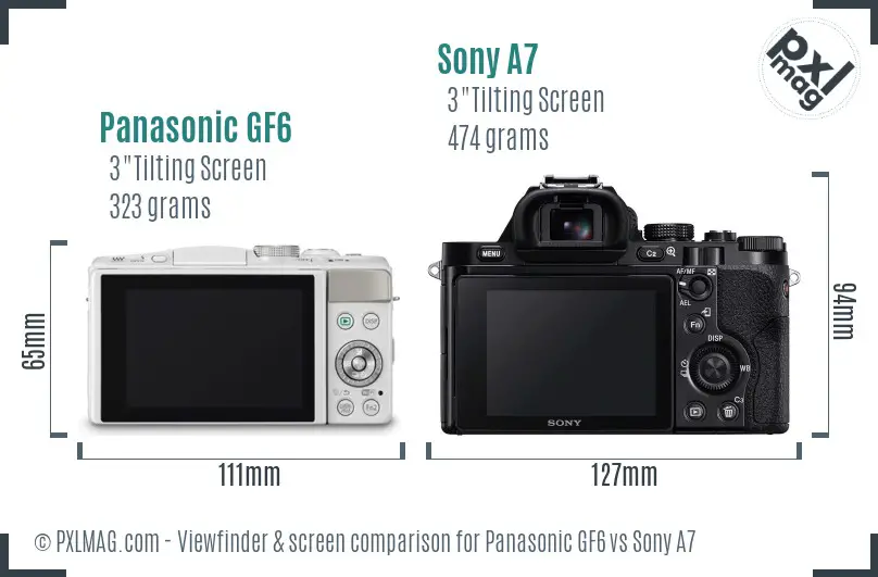 Panasonic GF6 vs Sony A7 Screen and Viewfinder comparison