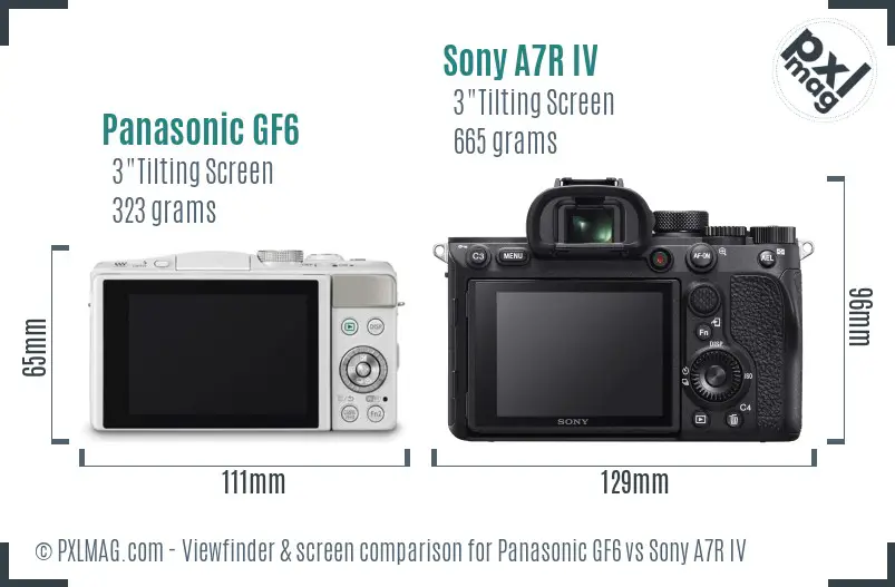 Panasonic GF6 vs Sony A7R IV Screen and Viewfinder comparison