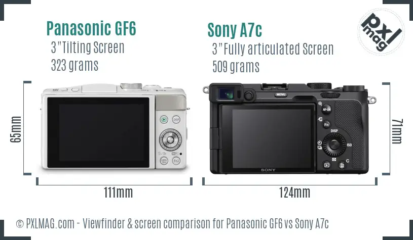 Panasonic GF6 vs Sony A7c Screen and Viewfinder comparison Panasonic GF6 vs Sony A7c Screen and Viewfinder comparison