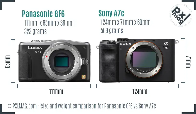 Panasonic GF6 vs Sony A7c size comparison Panasonic GF6 vs Sony A7c size comparison