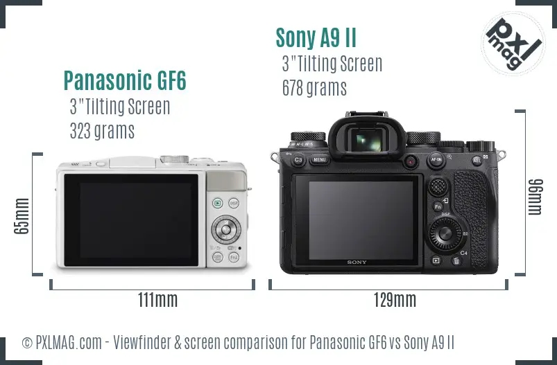 Panasonic GF6 vs Sony A9 II Screen and Viewfinder comparison
