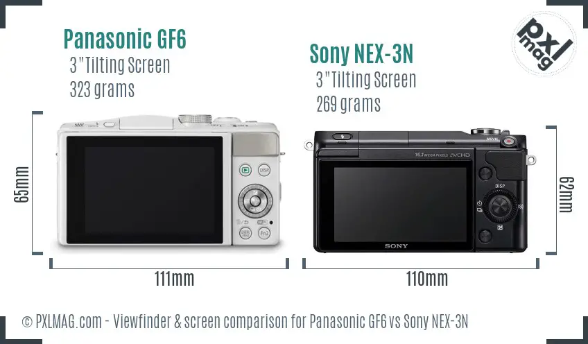Panasonic GF6 vs Sony NEX-3N Screen and Viewfinder comparison
