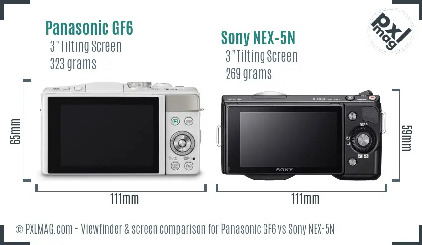 Panasonic GF6 vs Sony NEX-5N Screen and Viewfinder comparison