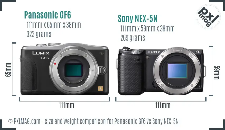 Panasonic GF6 vs Sony NEX-5N size comparison