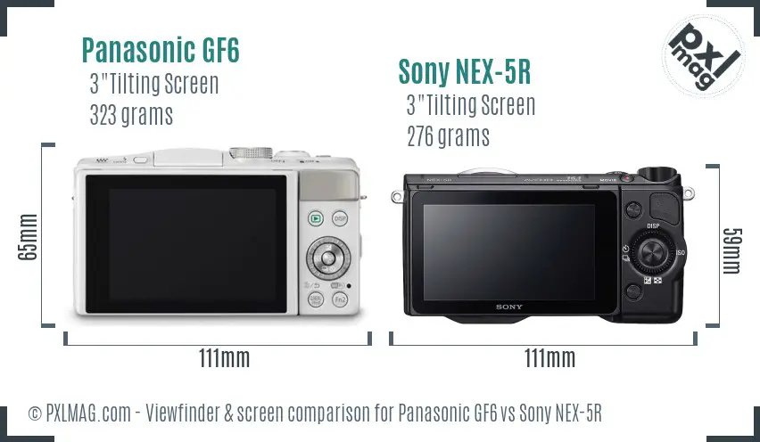 Panasonic GF6 vs Sony NEX-5R Screen and Viewfinder comparison