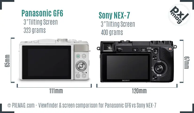 Panasonic GF6 vs Sony NEX-7 Screen and Viewfinder comparison