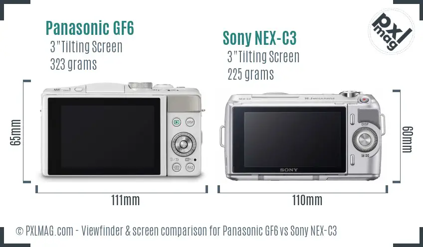 Panasonic GF6 vs Sony NEX-C3 Screen and Viewfinder comparison
