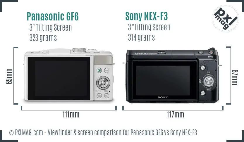 Panasonic GF6 vs Sony NEX-F3 Screen and Viewfinder comparison