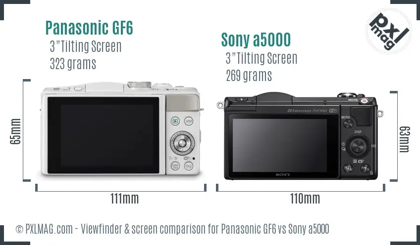 Panasonic GF6 vs Sony a5000 Screen and Viewfinder comparison