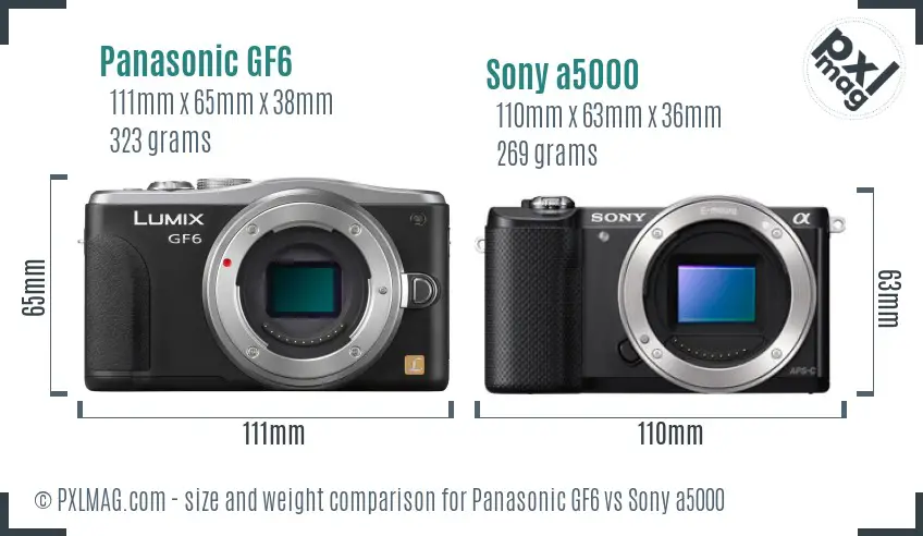 Panasonic GF6 vs Sony a5000 size comparison