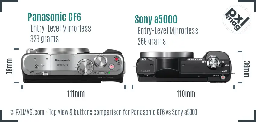 Panasonic GF6 vs Sony a5000 top view buttons comparison