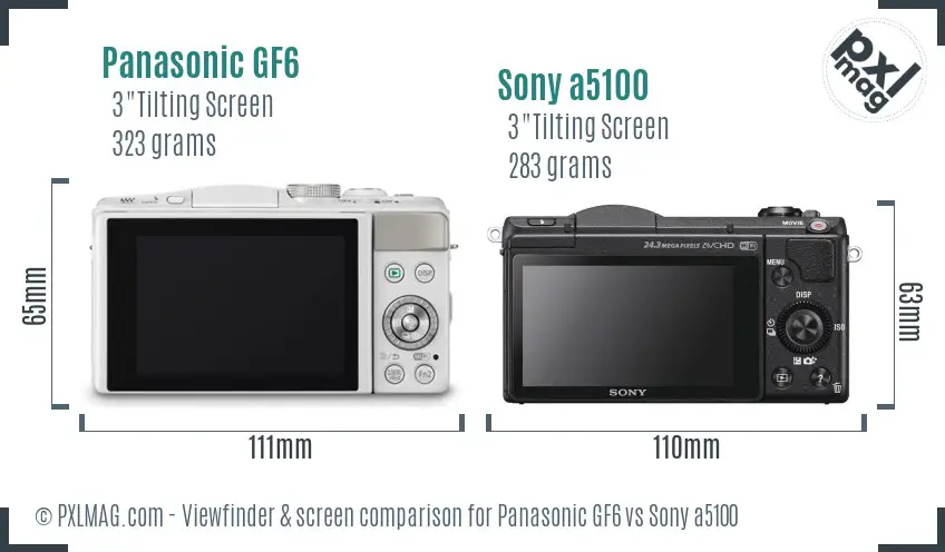 Panasonic GF6 vs Sony a5100 Screen and Viewfinder comparison